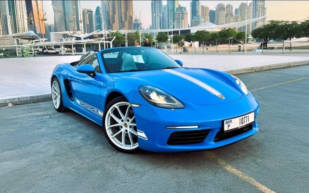 Porsche 718 Boxster Convertible 2023  BLUE  Rental Dubai